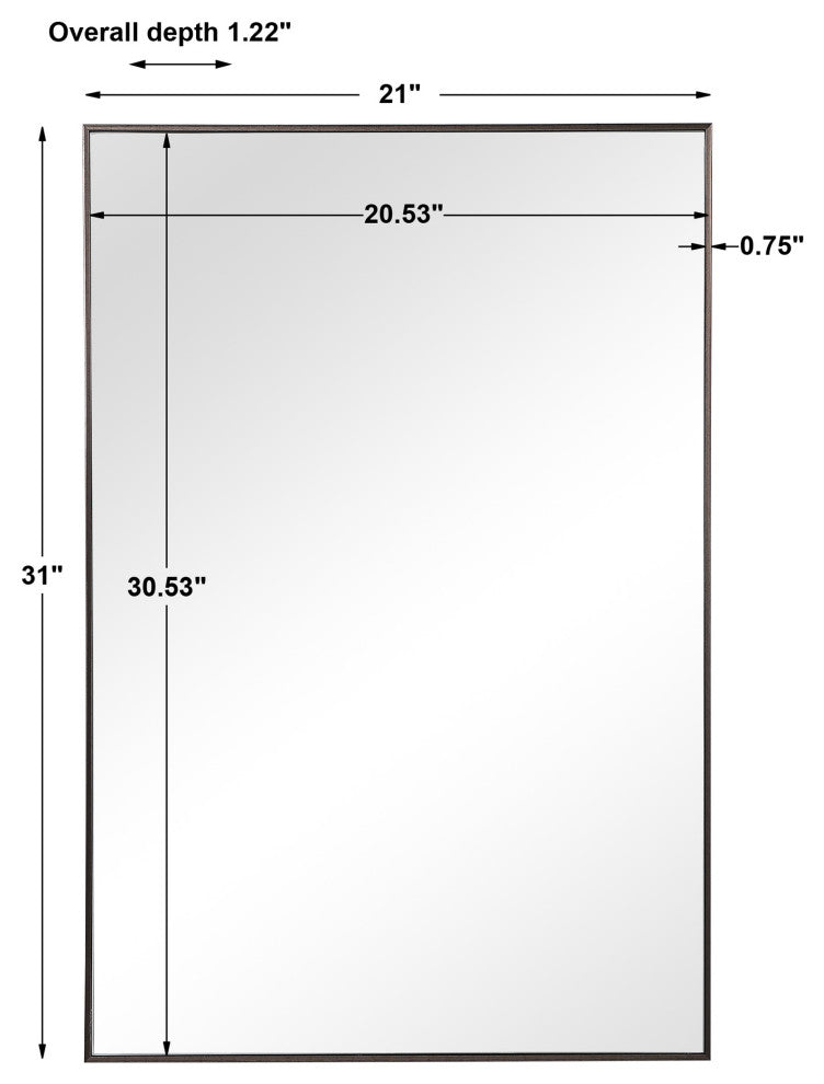 31" Industrial Black Rectangle Mirror