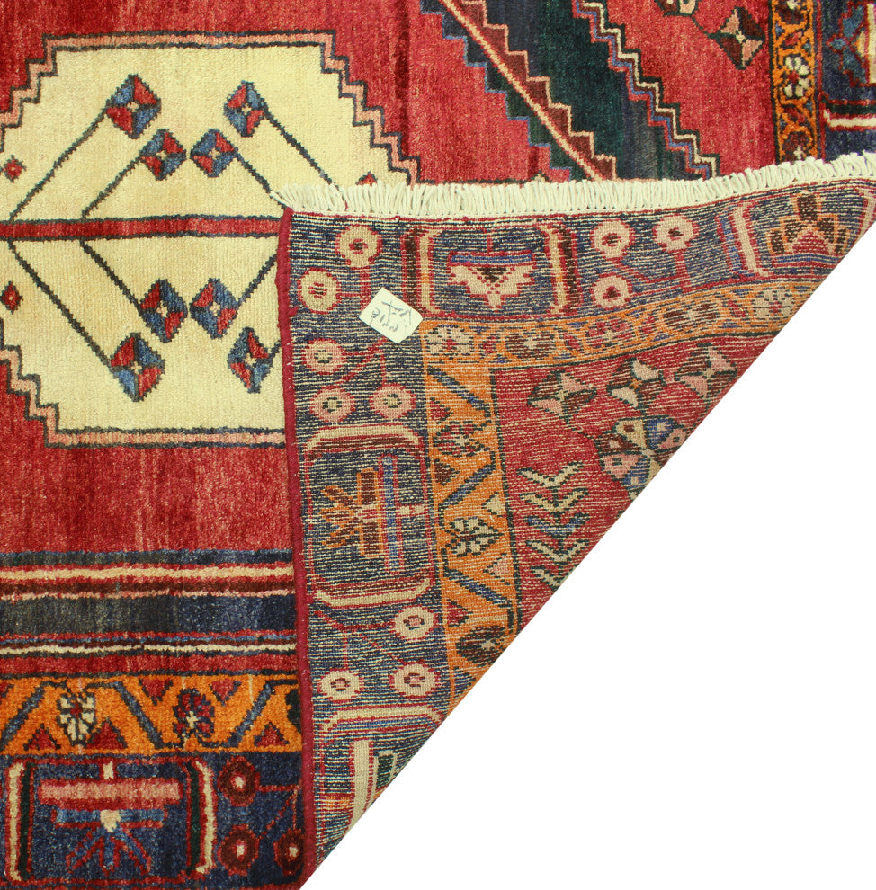 Fine Vintage Distressed Kristoph Red/Navy Runner, 3'1 x 9'5