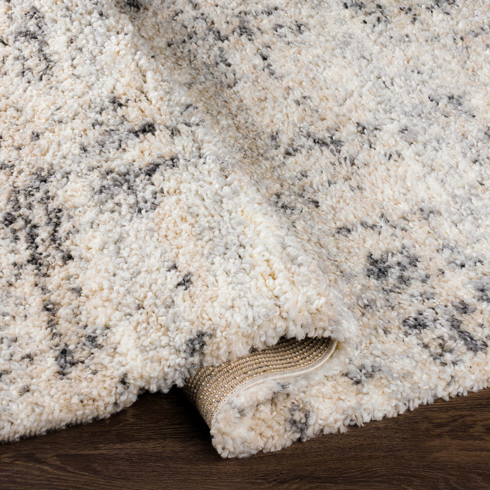 Surya Eskimo Shag ESG-2300 Machine Woven Area Rug, Black, 7'10" x 10'
