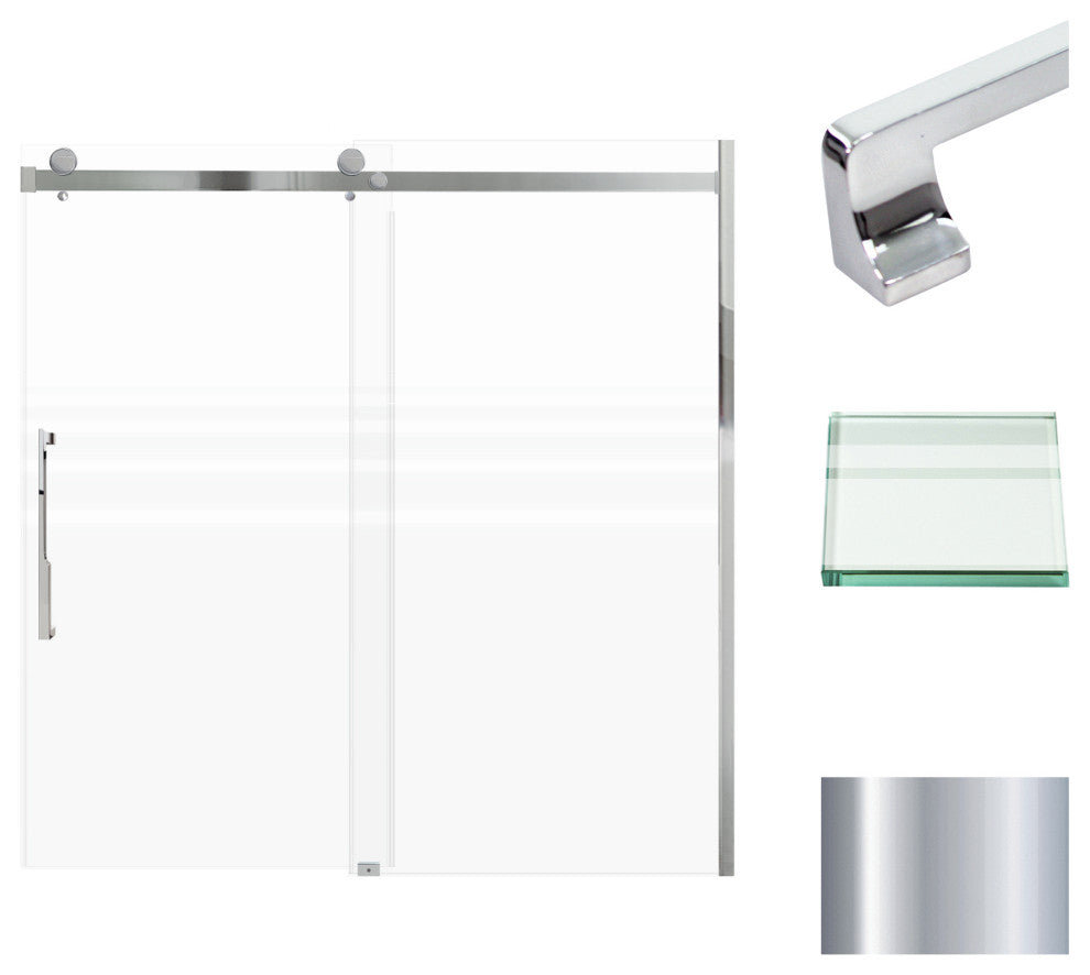Madeline 60"x60" Frameless Shower Door with Fixed Panel in Polished Chrome