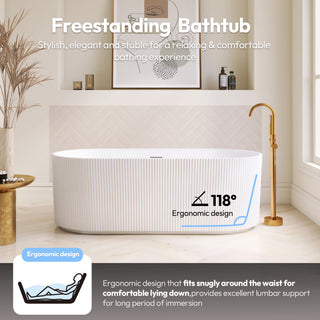 Linyi Freestanding Acrylic Soaking Bathtub, White, 59.1"l X 31.5"w
