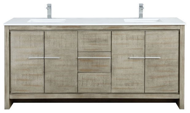 Lafarre Contemporary 72" Rustic Acacia Double Sink Bathroom Vanity, Monte Chrome