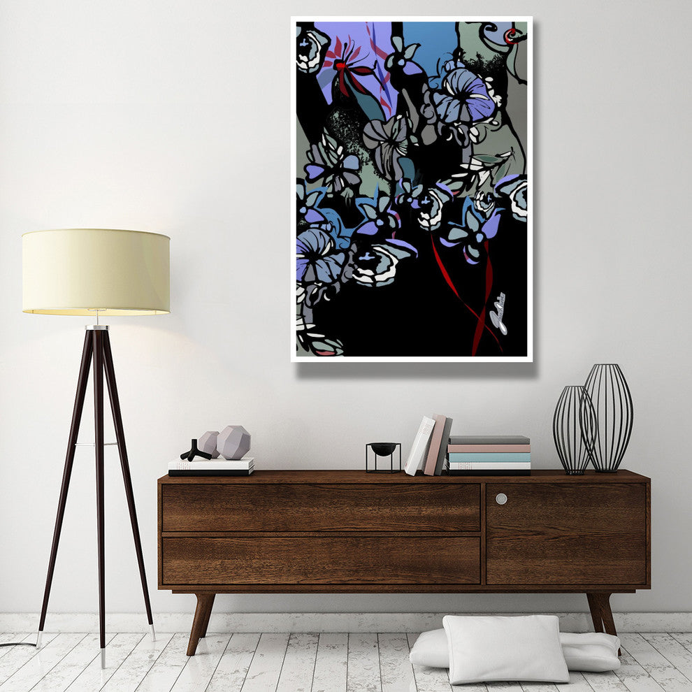 "Stained Glass Garden with Redribbons" Paper Print by Joan Elan Davis, 42"x62"