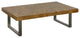 Teak Slice Coffee Table, Stainless Steel Legs, Rectangle