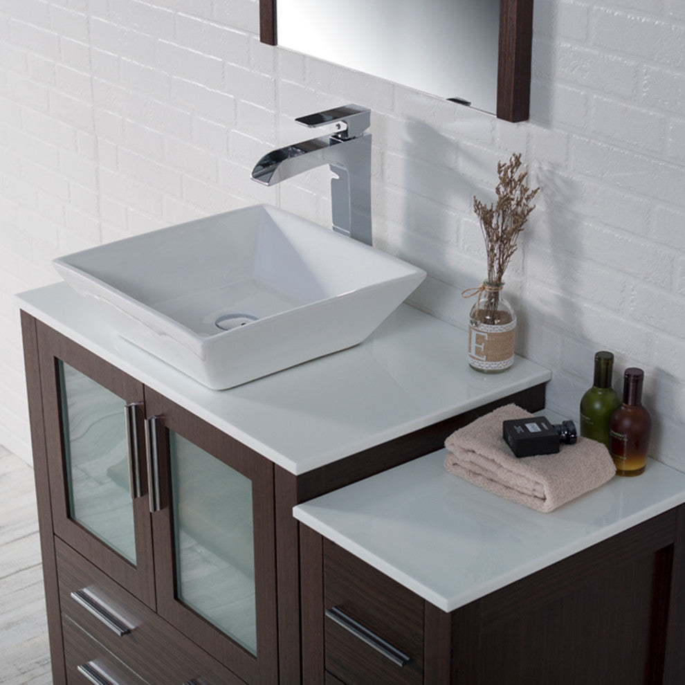 Sydney 42" Vanity Set With Vessel Sink and Side Cabinet