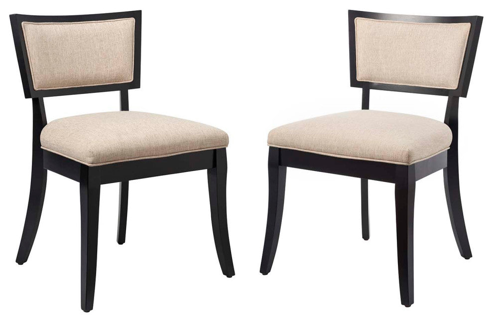 Pristine Upholstered Fabric Dining Chairs, Set of 2, Beige