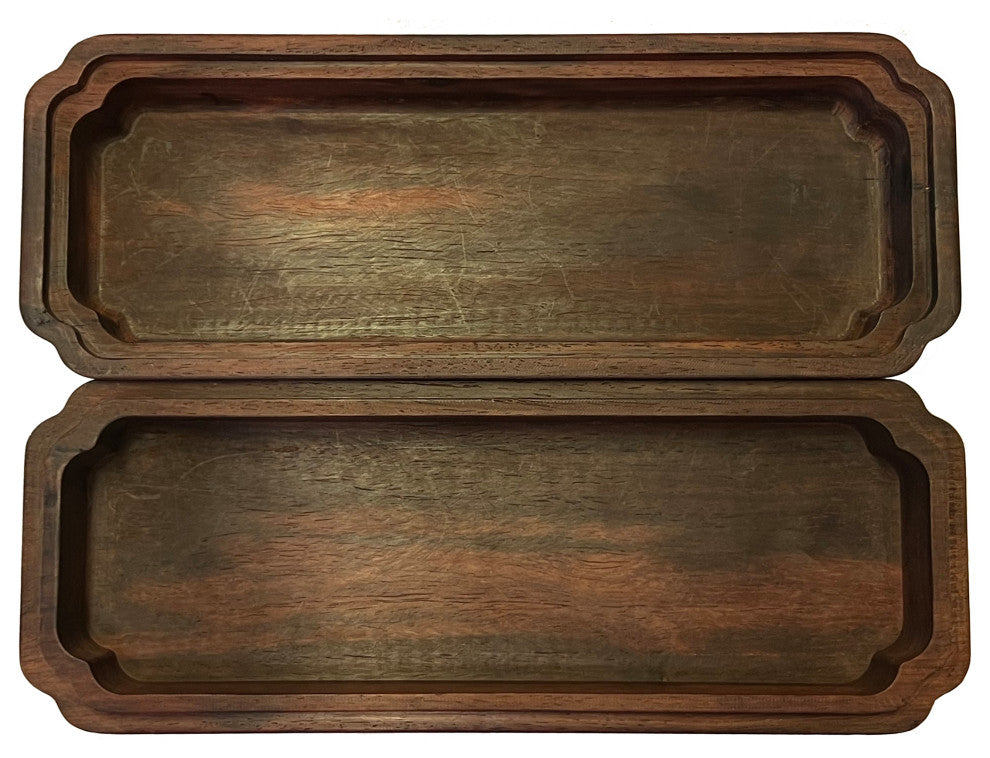 Chinese Zitan Wood MOP Inlay Motif Rectangular Storage Box Chest Hws2547