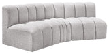 Arc Boucle Fabric Upholstered 3-Pc. U-Shaped Modular Sectional, Grey