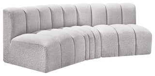 Arc Boucle Fabric Upholstered 3-Pc. U-Shaped Modular Sectional, Grey