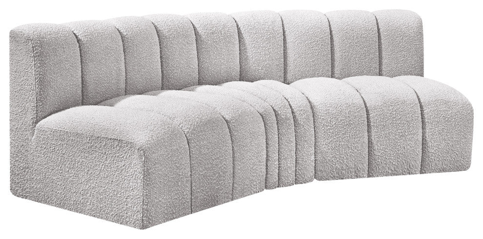 Arc Boucle Fabric Upholstered 3-Pc. U-Shaped Modular Sectional, Grey