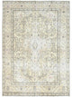 Worn Wool Hand Knotted Ivory Vintage White Wash Persian Tabriz Rug, 6'3" x 9'0"