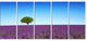 "Green Tree Among Lavender Flowers" Landscape Wall Art Print, 5 Panels, 60"x28"
