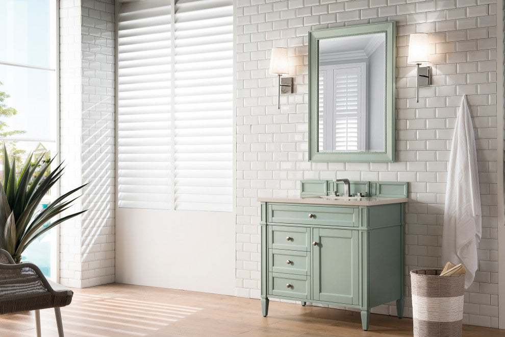 Brittany 36" Sage Green Single Vanity w/ 3 CM Eternal Marfil Quartz Top