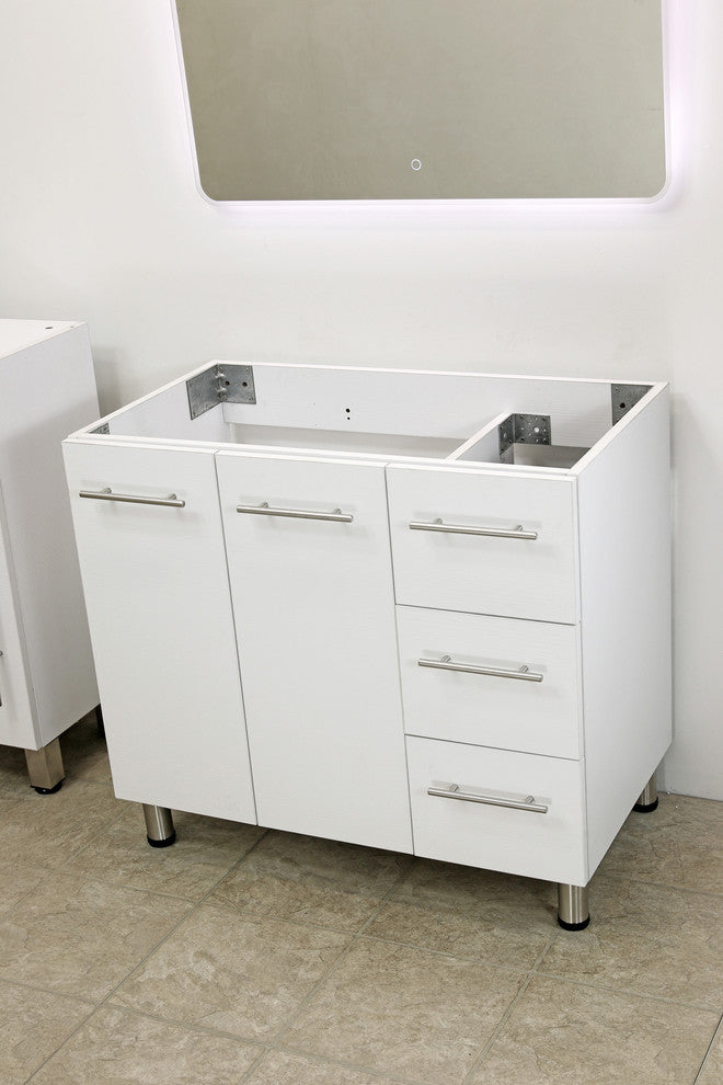 Windbay 36" Free Standing Vanity, White Texture Embossed, White Integrated Sink