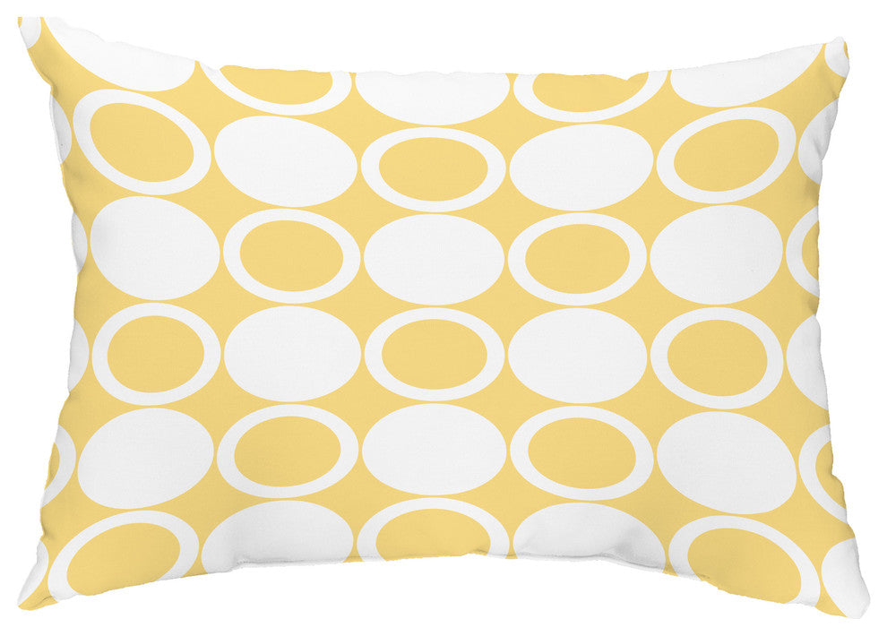 Small Modcircles 14"x20" Abstract Decorative Outdoor Pillow, Yellow
