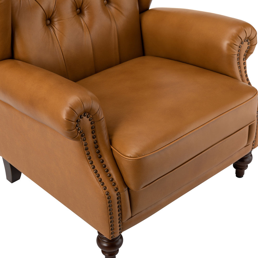 33" Wide Genuine Leather Armchair, Camel