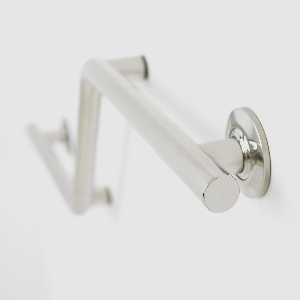 38" Zuma Angled Assist Shower Grab Bar, Polished Stainless, Left-Handed