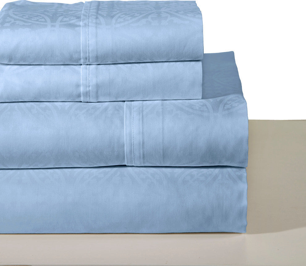 Pointehaven 300TC Printed Sheet Set, Blue, Twin XL