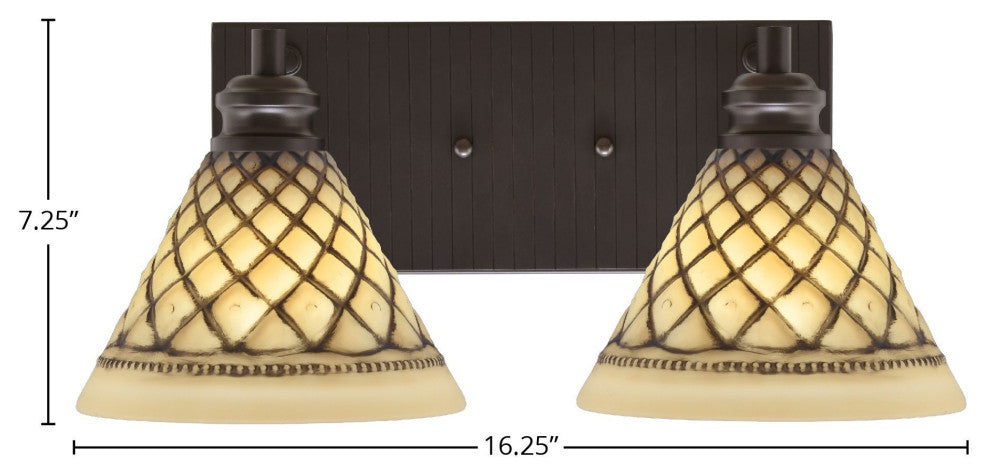Edge 2-Light Bath Bar, Espresso Finish, 7" Chocolate Icing Glass