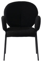 Celestial Series Boucle Dining Arm Chair, Black Frame with Black Fabric