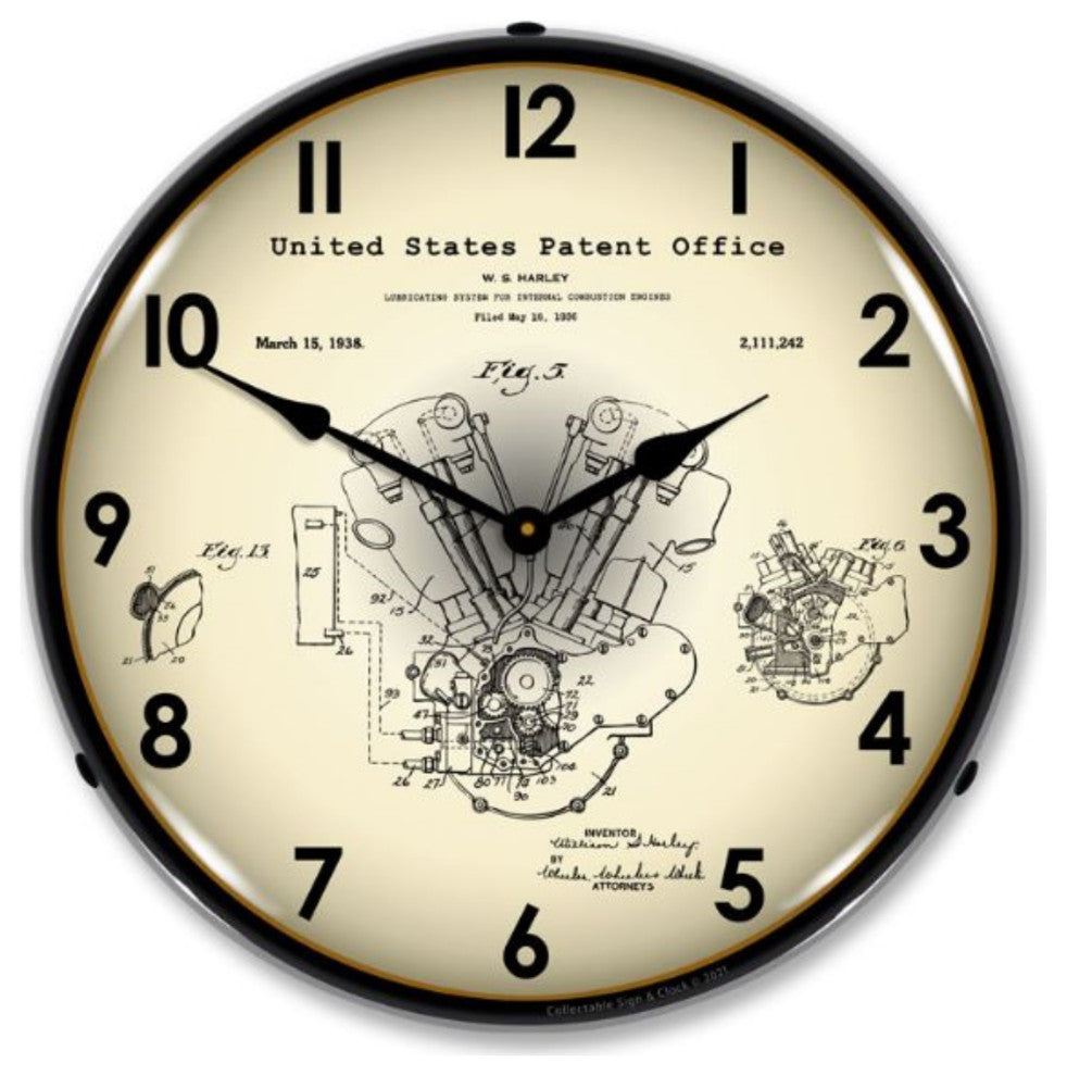 21031200 Harley Davidson Knucklehead 1938 Patent Clock