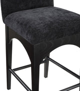 Waldorf Chenille Upholstered Stool, Black, Chenille, Natural Finish, Black, Chenille Fabric, Black Finish
