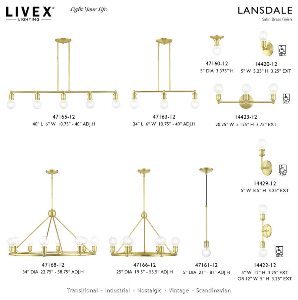Lansdale 1 Light Satin Brass Single Pendant