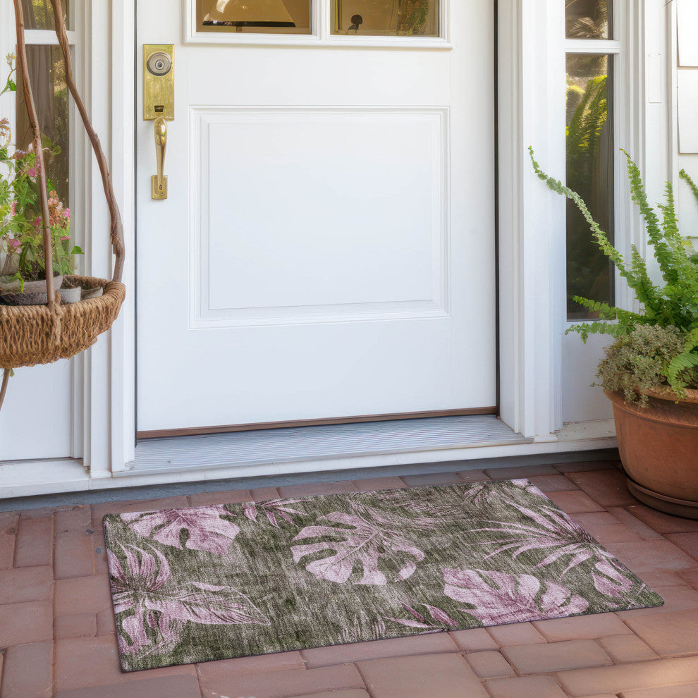 Machine Washable Indoor/Outdoor Chantille ACN1887 Brown 1'8" x 2'6" Rug