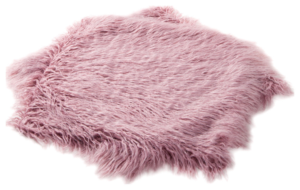 Mongolian Faux Fur Pillow Shell Set, Lilas, 20"x20"