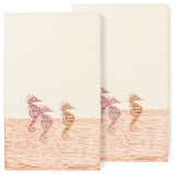 100% Turkish Cotton Sofia 2-Piece Embellished Bath Towel Set, Cream