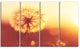 Blossom Dandelion Flower on Brown, Large Flower Canvas Print, 48"x28", 4 Panels