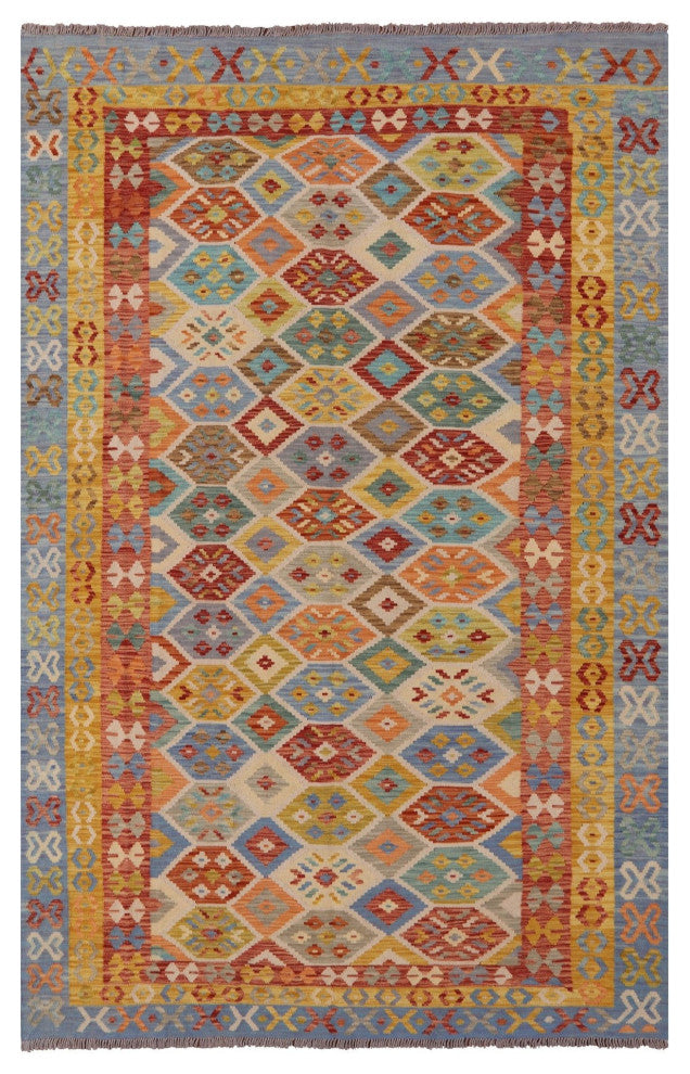 Reversible Kilim Flat Weave Rug 6' 6" X 9' 10" Q8291
