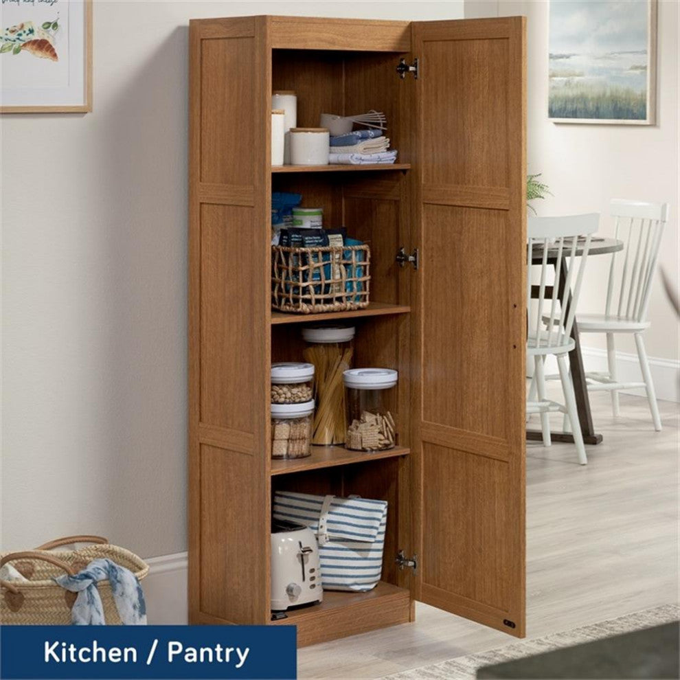 Sauder Engineered Wood Storage Pantry in Highland Oak Finish