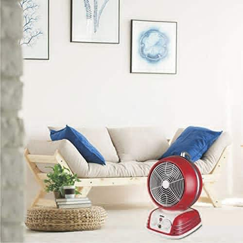 Optimus H1418 Red Retro Design Oscillating Fan Heater With 2
