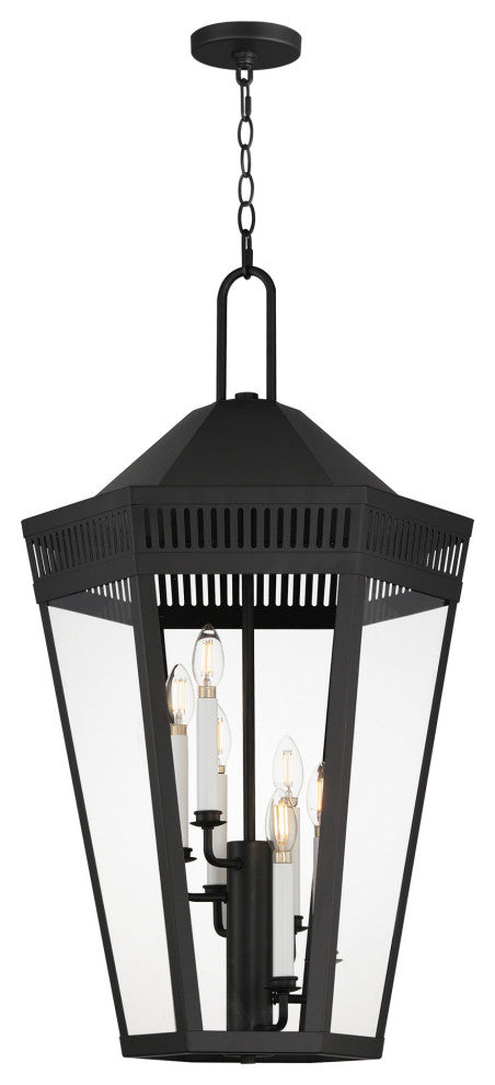 Maxim 30598CL Oxford 6 Light 17"W Outdoor Taper Candle Pendant - Black