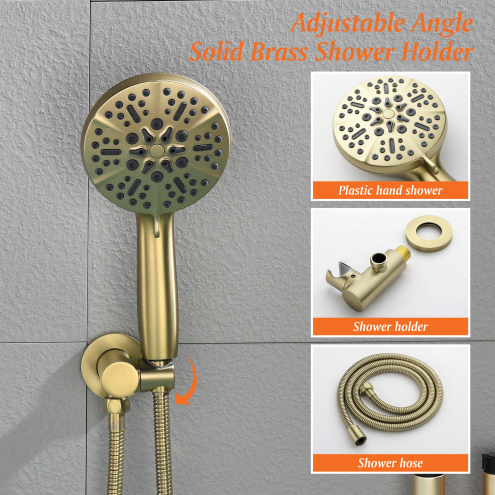 Single Handle Wall Mounted Waterfall Faucet With Handshower, Brushed Gold