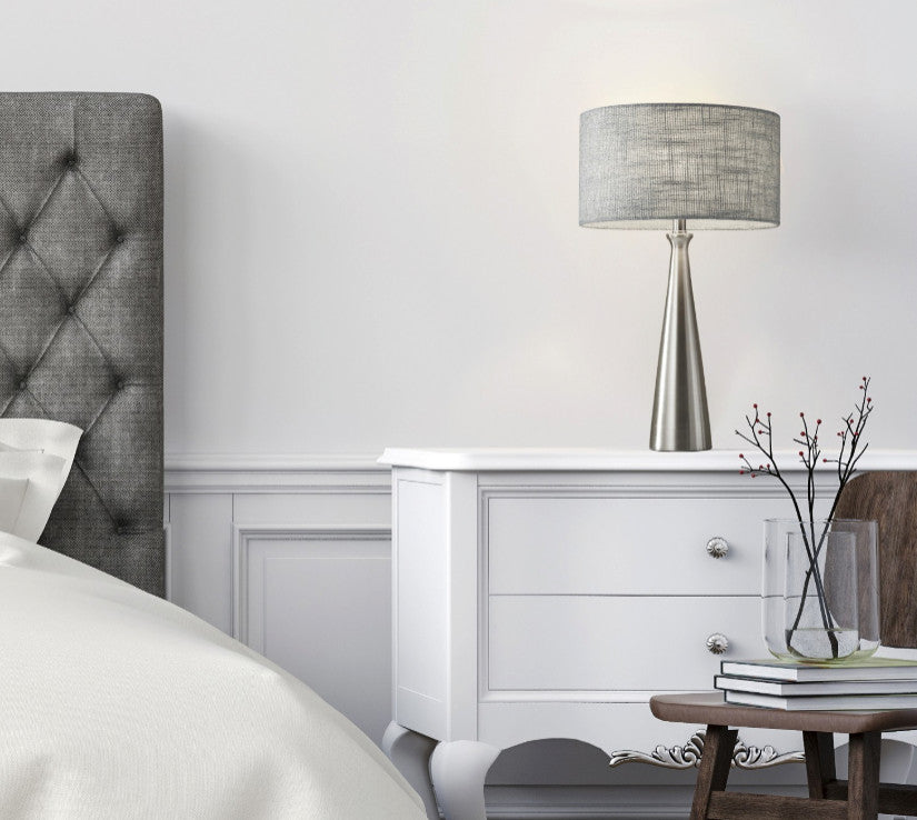 Linda Table Lamp, Brushed Steel