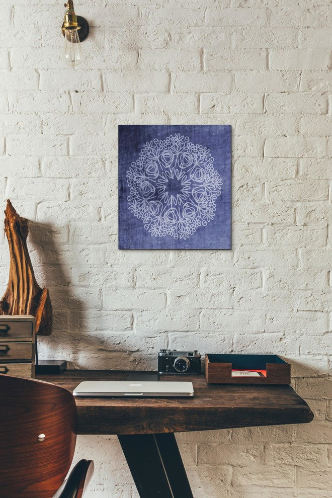 Epic Graffiti "Indigo Mandala" by Linda Woods, Giclee Canvas Wall Art, 12"x12"