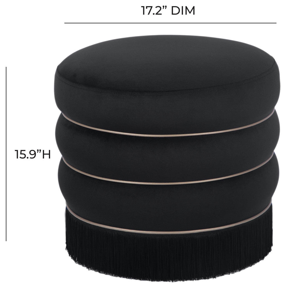 Lakka Black Velvet Ottoman