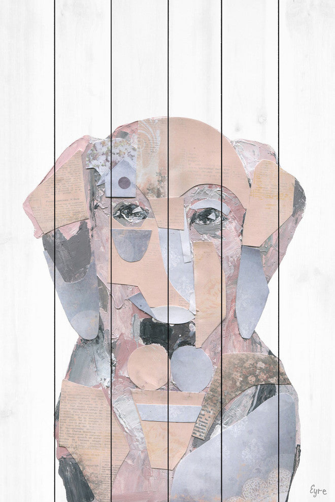 "El Perro Rosa" Painting Print on White Wood, 12"x18"