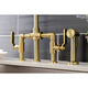 KS2337KL Industrial Style Bridge Kitchen Faucet and Brass Sprayer, Brushed Brass