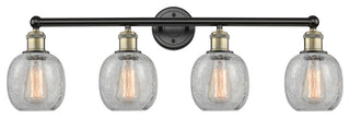 Belfast 4-Light 33" Bath Vanity Light, Black Antique Brass, Clear Crackle