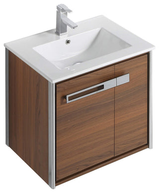 Oakville Wall Mount Bathroom Vanity, Walnut Ebony, 24", Chrome Hardware