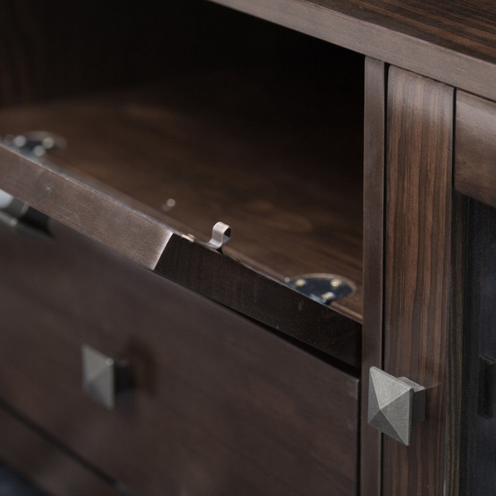 Cosmopolitan SOLID WOOD 72 inch Wide TV Media Stand For TVs up to 80 inches, Mahogany Brown