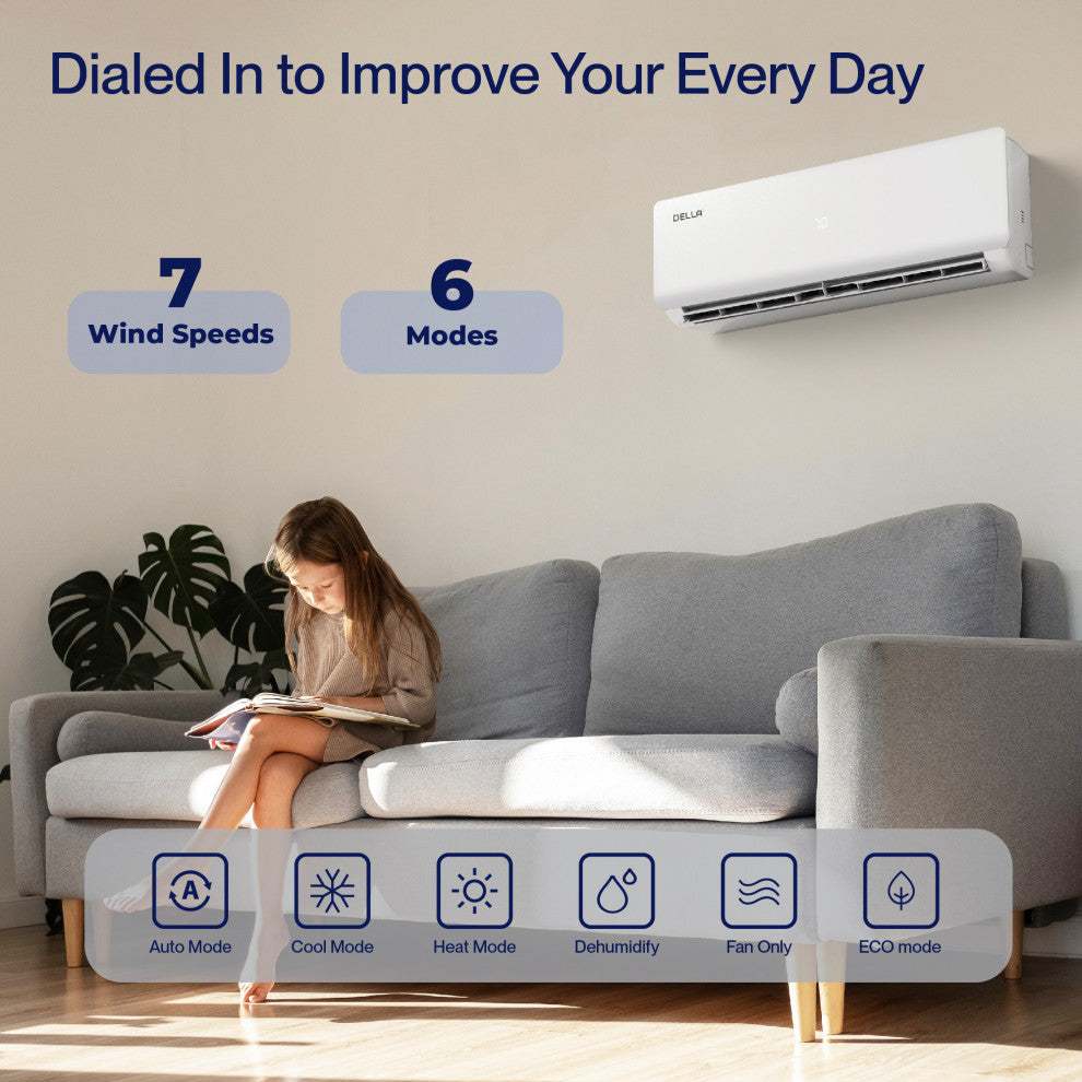 12,000 BTU Mini Split Air Conditioner Ductless Inverter System, 19 SEER, 8 HSPF