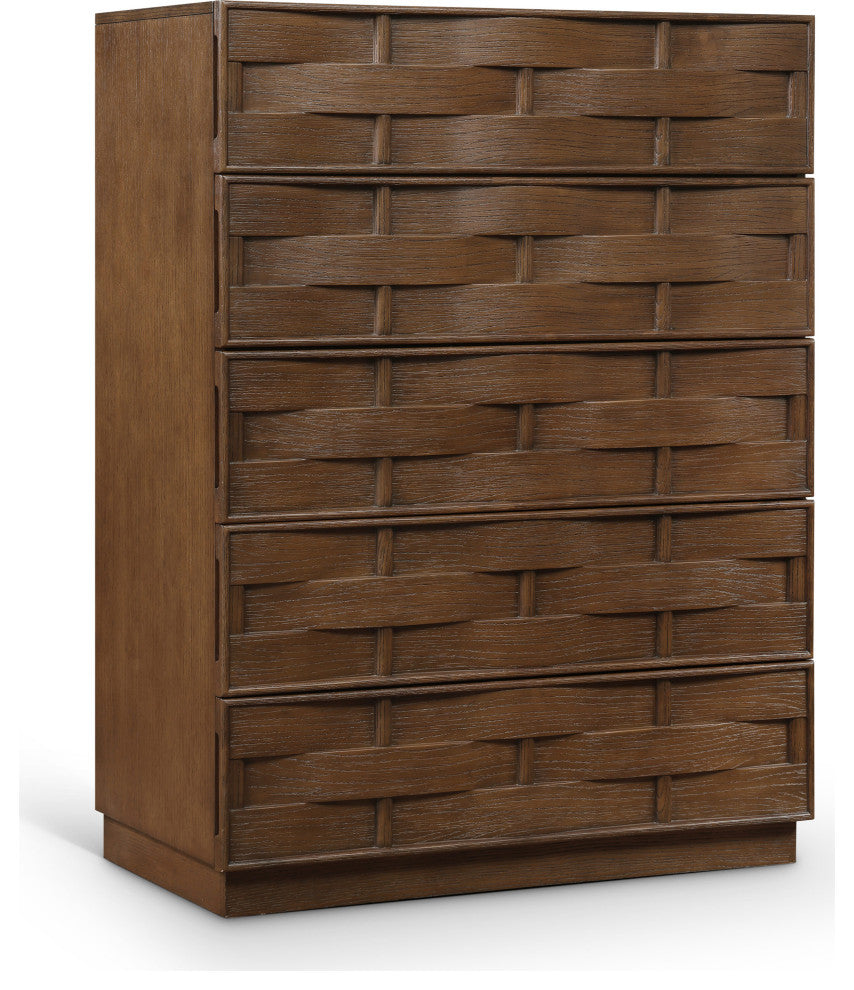 Weave Oak Veneer Chest, Brown