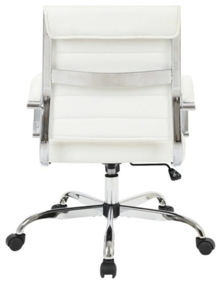 LeisureMod Benmar Leather Office Chair White