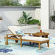 CKH Lucknow Outdoor Acacia Wood Chaise Lounge With Water Resistant Cushion, Cream
