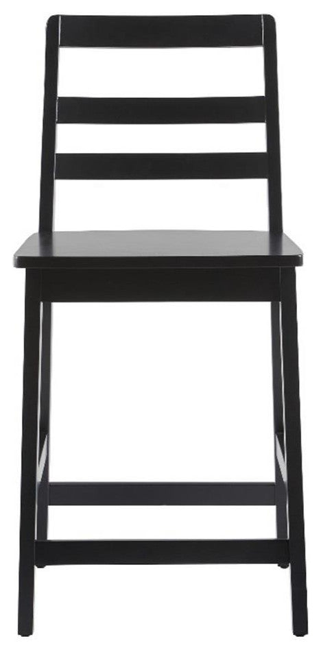 Pemberly Row Modern Solid Wood Ladder-Back Counter Stool - Set of 2 - Black
