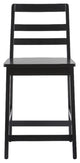 Pemberly Row Modern Solid Wood Ladder-Back Counter Stool - Set of 2 - Black